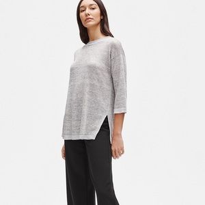 EILEEN FISHER ORGANIC LINEN MELANGE ROUND NECK TUNIC